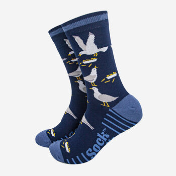 Seals Seagulls Jellyfish Seaside Men's Bamboo Socks Gift Box, 3 of 4