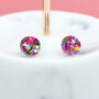 Pink Festival Confetti Acrylic Round Stud Earrings, thumbnail 4 of 4