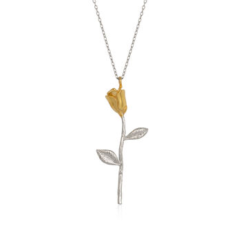 Gold Color Rose Sterling Silver Necklace, 4 of 4