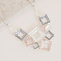 Dusky Pink And Grey Geometric Hollow Square Necklace, thumbnail 3 of 3