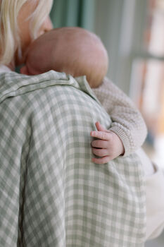 Gingham Sage Large Swaddle Muslin, 7 of 10