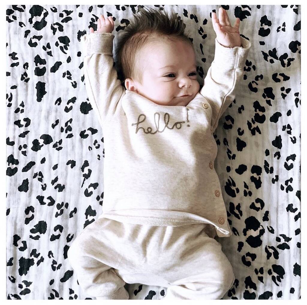 ‘The Swaddle’ Leopard Print Baby Muslin By Mattie, Milo & Barney Too