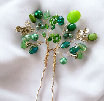Emerald Bloom Hair Pin, 6 of 7