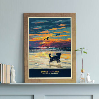 Cockapoo Limited Edition Beach Sunset Gift Print, 4 of 12