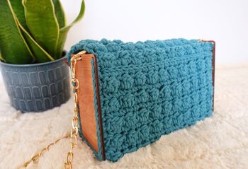 Bespoke Handmade Crochet Bag With Wood Panel, 6 of 7