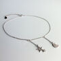Sterling Silver Crystal Moon And Star Anklet, thumbnail 3 of 6