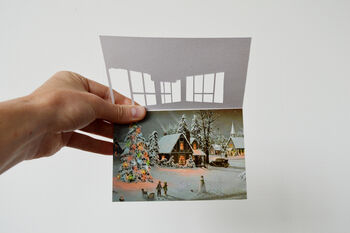 Retro Christmas Cut Out Window Greetings Cards Set, 4 of 12
