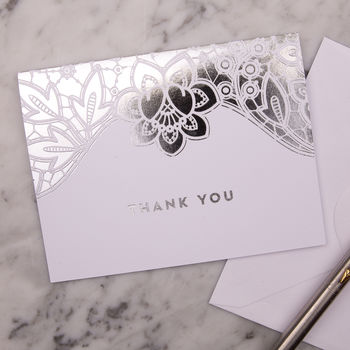 Modern Metallics Lace Foil Thank You Cards, Pack Of 10, 3 of 3