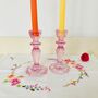 Pair Of Pink Glass Candlesticks, thumbnail 3 of 8