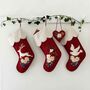 Edelweiss Deer Christmas Stocking In Red Wool, thumbnail 3 of 3