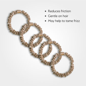Silver Ion Infused Skinny Satin Scrunchies Caramel Double Pack, 3 of 5