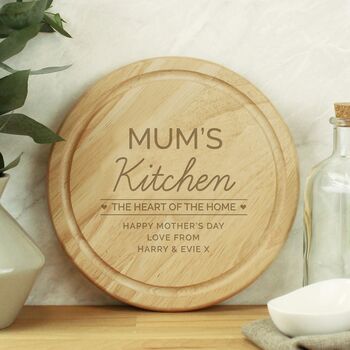 Personalised Round Wooden Chopping Board, 4 of 6