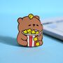 Popcorn Bear Enamel Pin | Cute Pin Badges, thumbnail 4 of 7