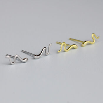 Sterling Silver Snake Stud Earrings, 3 of 5