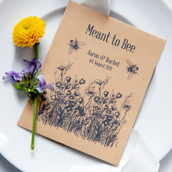 10 Personalised 'Meant To Bee' Seed Packet Favours, 2 of 6