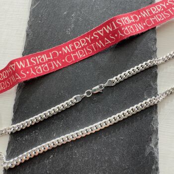 Men's Sterling Silver Flat Curb Chain Medium Gauge, 2 of 9