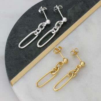 18ct Gold Plated Or Sterling Silver Chain Link Earrings, 3 of 7