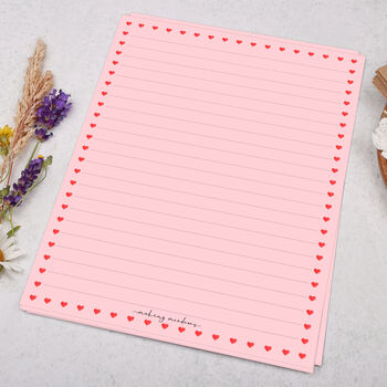 A5 Pink Letter Writing Paper With Ditsy Heart Border, 3 of 4