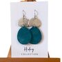 Leather Teal Silver Earrings Stainless Steel Hooks, thumbnail 3 of 7