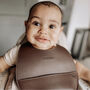 Chocolate Brown Personalised Leather Baby Bib, thumbnail 3 of 4