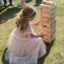 Personalised Giant Tumbling Blocks For Weddings And Events, Large Tumbling Blocks Garden Game, thumbnail 2 of 5