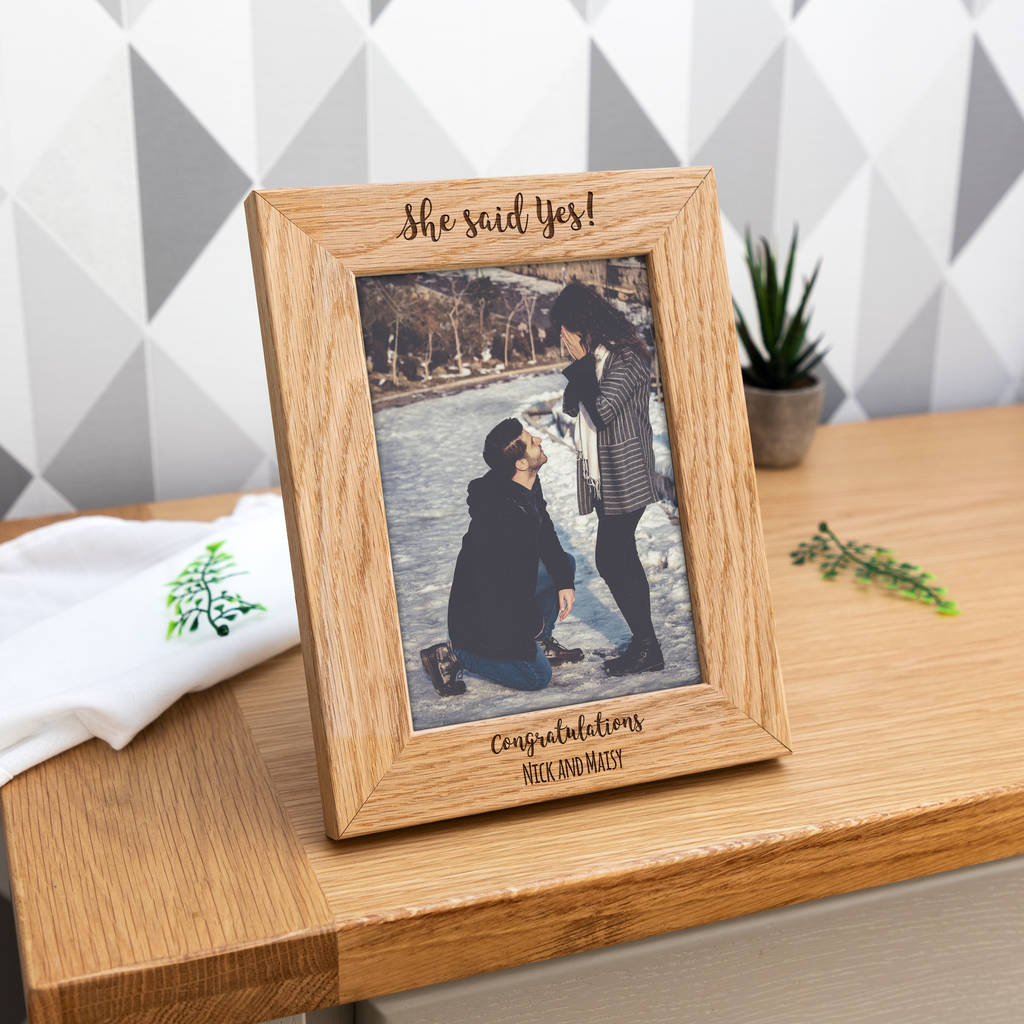 Personalised She Said Yes Engagement Photo Frame Gift By Mirrorin