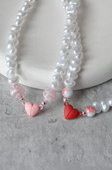 Magnetic Heart Pearl Beaded Necklace, 5 of 5