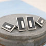 Double Sided Chain Cufflinks. Black Rectangle Cufflinks, thumbnail 5 of 11
