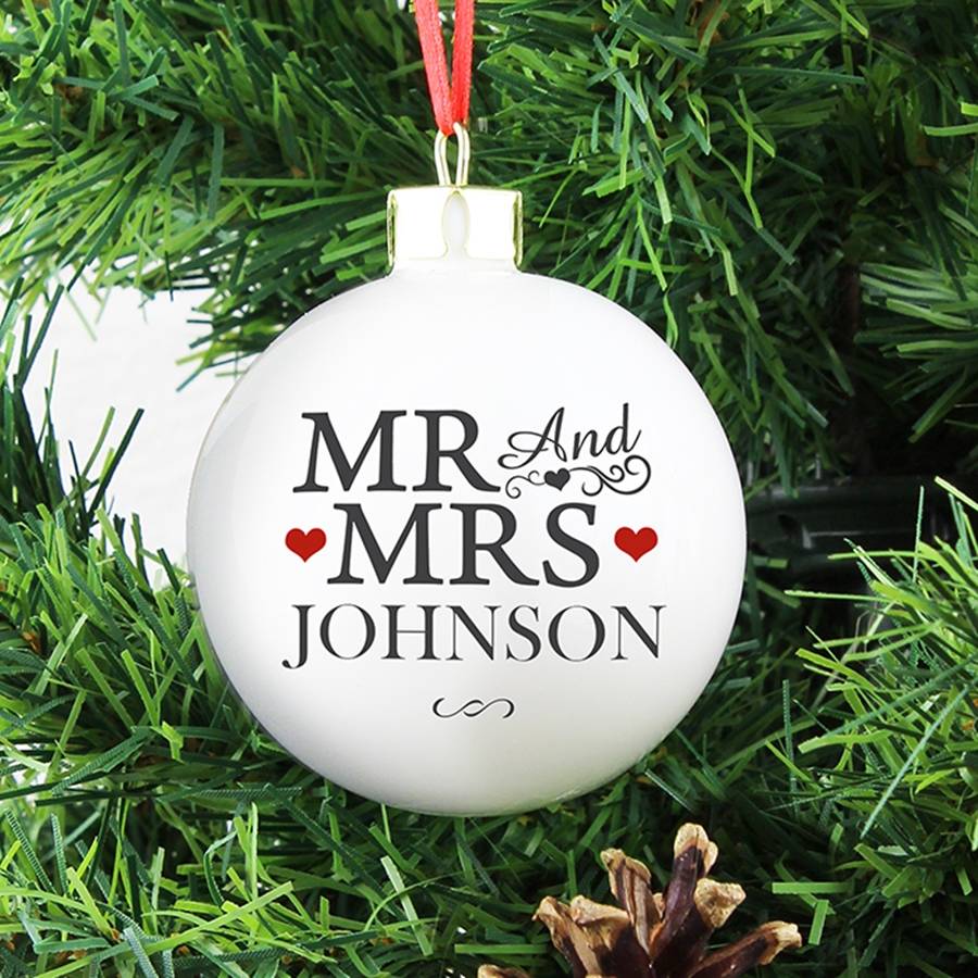 'Mr And Mrs' Personalised Bauble, 1 of 4