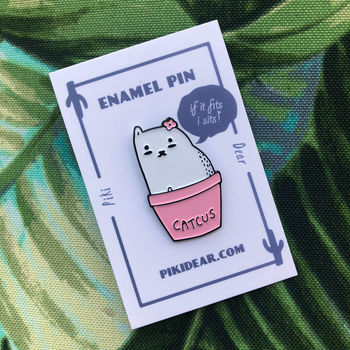 Pink And White Cute Cat Pun Enamel Pin, 2 of 4