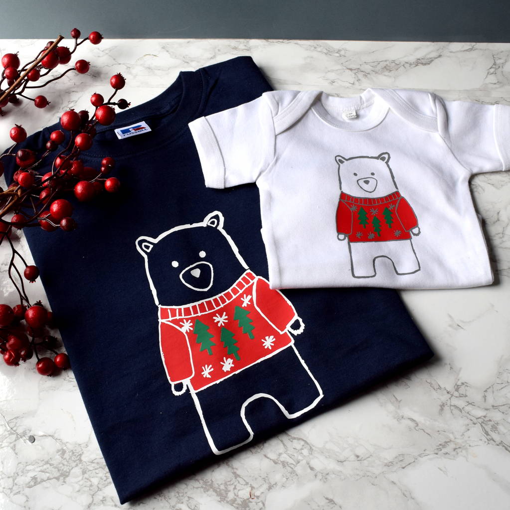 Father And Child Christmas Bear T Shirts