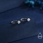 Clear Cz Dot Huggie Hoop Earrings In Sterling Silver, thumbnail 3 of 11