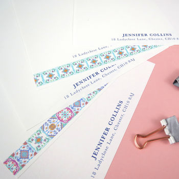 Personalised Moroccan Tiles Writing Paper, 3 of 12