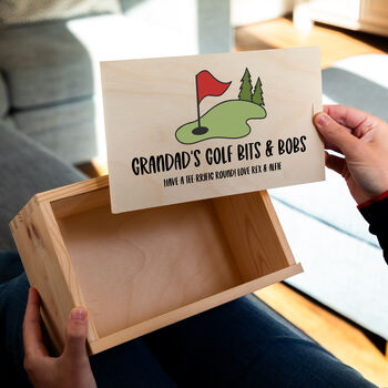 Personalised Golf Box With Sliding Lid Gift For Golfer, 2 of 5