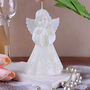 G Decor White Angel Art Candle Hand Finished With Snowflake Dress Decorative Wax Figure Symbol Of Blessings And Good Wishes, thumbnail 5 of 8