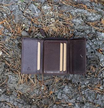 Women's Luxury Brown Leather Small Trifold Purse Rfid Protected Personsalised, 5 of 8