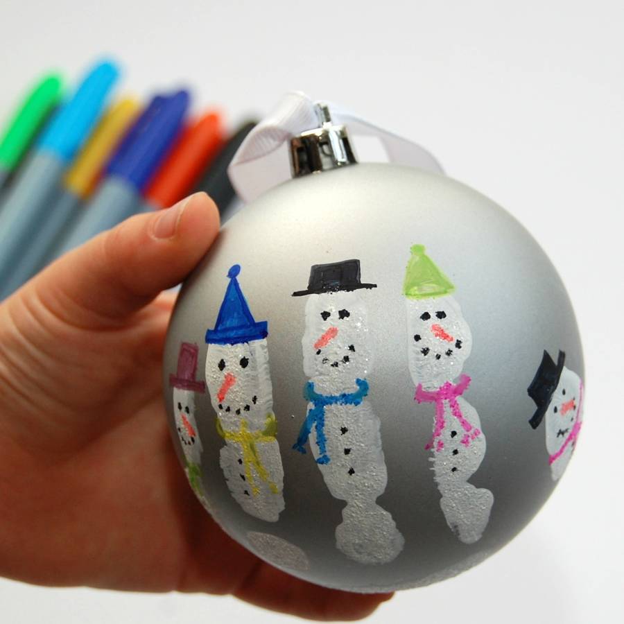 Snowman Handprint Bauble Kit By Love Those Prints Notonthehighstreet