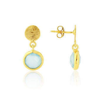 Salina Gold Plated Disc And Gemstone Drop Earrings, 4 of 12
