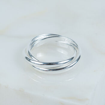Sterling Silver Russian Wedding Ring Interlinking Bands, 2 of 10
