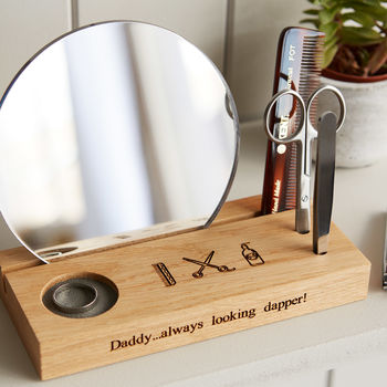 Gent's Grooming Mirror With Personalised Stand, 3 of 7