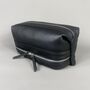 Black Leather Double Zip Wash Bag, thumbnail 5 of 10