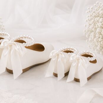 Personalised Bridal Prom White Pearl Pumps, 4 of 5