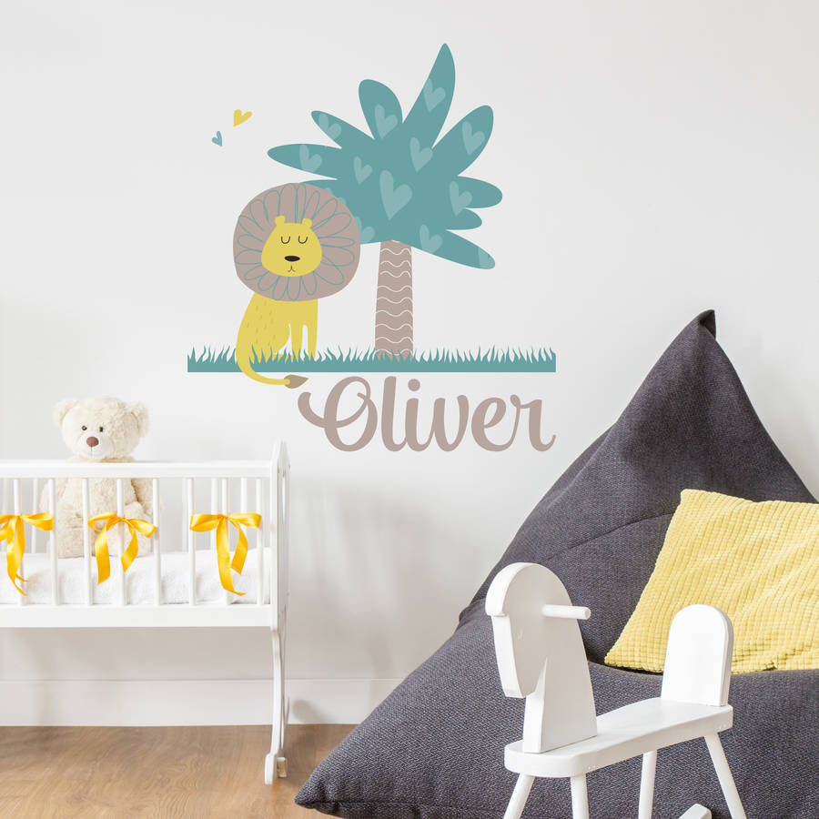 personalised lion jungle wall sticker by v&c designs