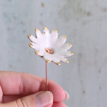 Ceramic White And Gold Flower Stems Set In Three Styles, 6 of 6