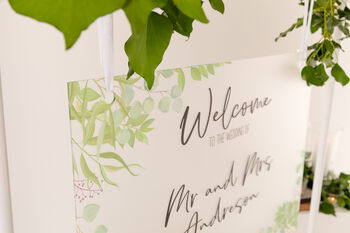 Foliage Wedding Welcome Sign In Frosted, 6 of 8