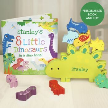 Personalised Dinosaur Book And Stacking Toy Gift, 9 of 9