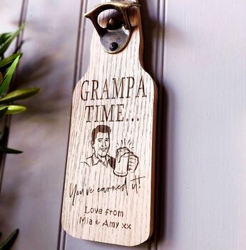 Personalised ' Daddy/Grandad ' Oak Veneer Bottle Opener, 2 of 3