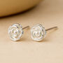 Sterling Silver Rose Flower Stud Earrings, thumbnail 3 of 11
