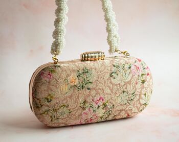 Amelia Pink Oval Brocade Clutch, 3 of 5