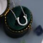 Tiny Cz Horseshoe Necklace In Sterling Silver, thumbnail 1 of 12